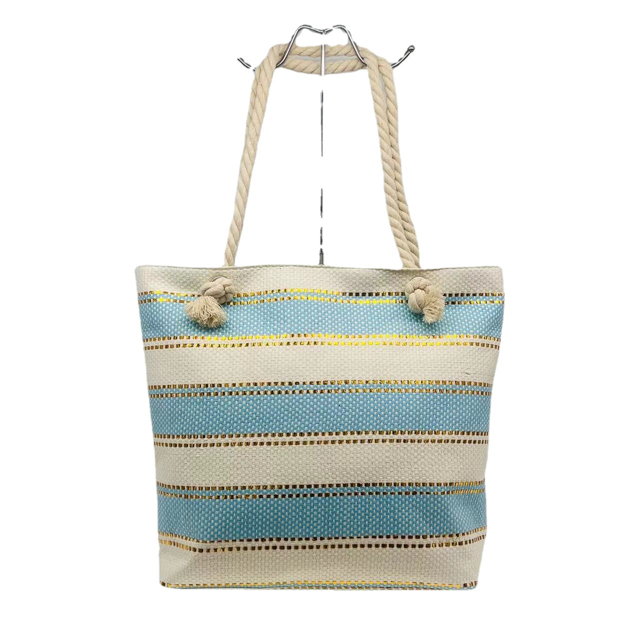 New Striped Striped Straw Bag Woven Women's Beach Bag Tote Bag Women's Bag Large Capacity Simple Mummy Bag