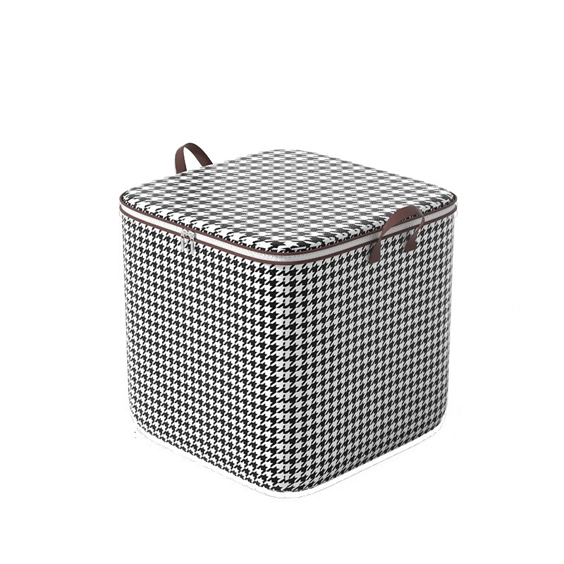 Nordic Non-Woven Houndstooth Storage Box Wholesale Bedroom Buggy Bag Oversized Moving Packing Bag Storage Basket Manufacturer