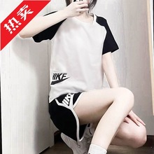 名牌运动服套装女夏季新款韩版时尚休闲宽松大码健身跑步短裤短袖