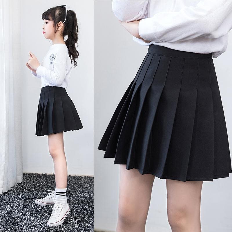 中大童短裙女孩夏天裙子春秋洋气女童半身裙百褶裙a字