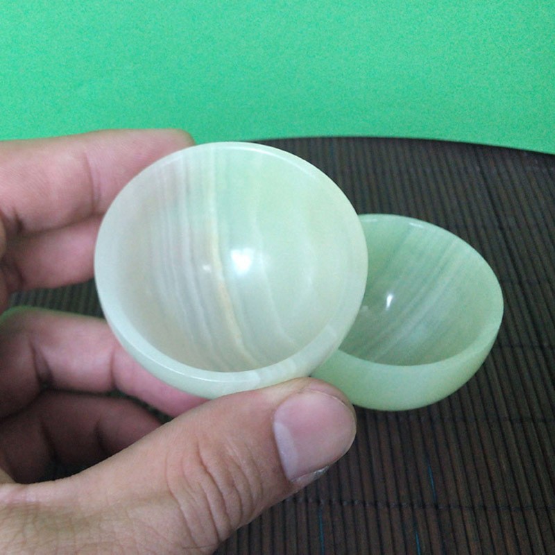 阿富汗玉缠丝茶杯功夫茶杯玉酒杯 玉石仿古茶杯摆件