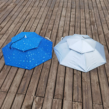 钓鱼户外雨伞遮阳伞 伞帽 渔具用品批发帽伞带头防水双层透气