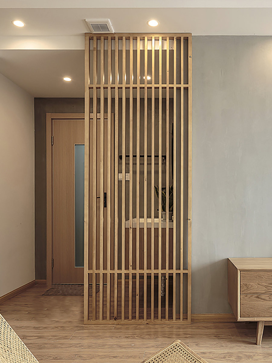 日式屏风隔断入户墙装饰客厅现代风玄关新中式简约卧室镂空实木格