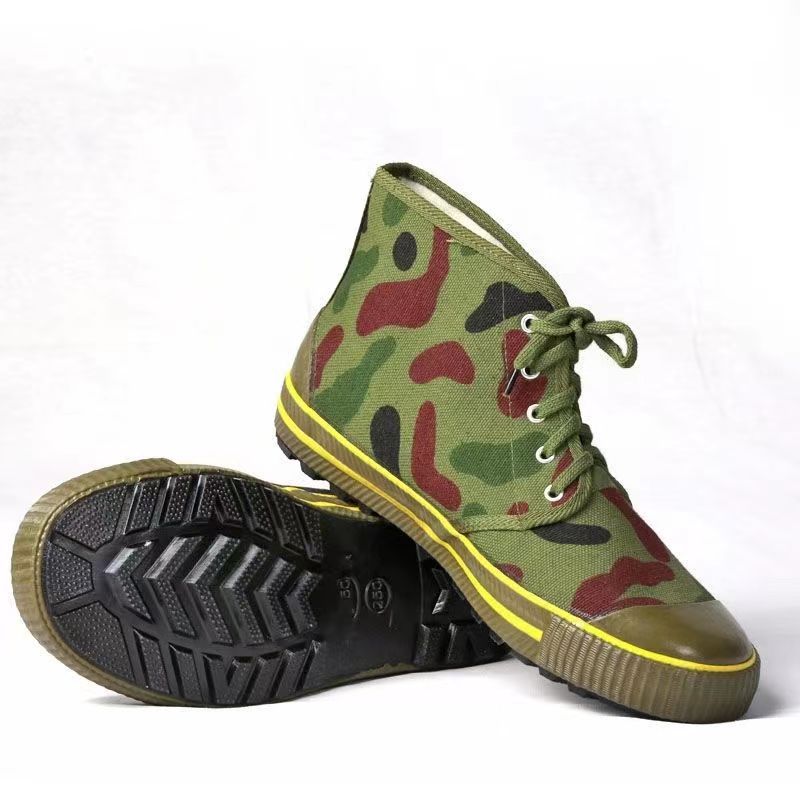 低帮耐磨防滑工地干活迷彩帆布鞋黄胶鞋军训鞋劳保鞋男解放鞋女士