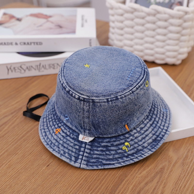 Washed Denim Notes Distressed Fisherman Hat Kumeng Sun Protection Sun Hat Casual Children's Hat Basin Hat