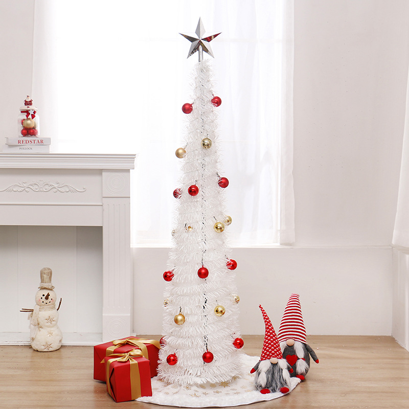 Cross-Border New Christmas Decorations Retractable Folding Wool Tops Christmas Tree Set Christmas Decoration Ornaments