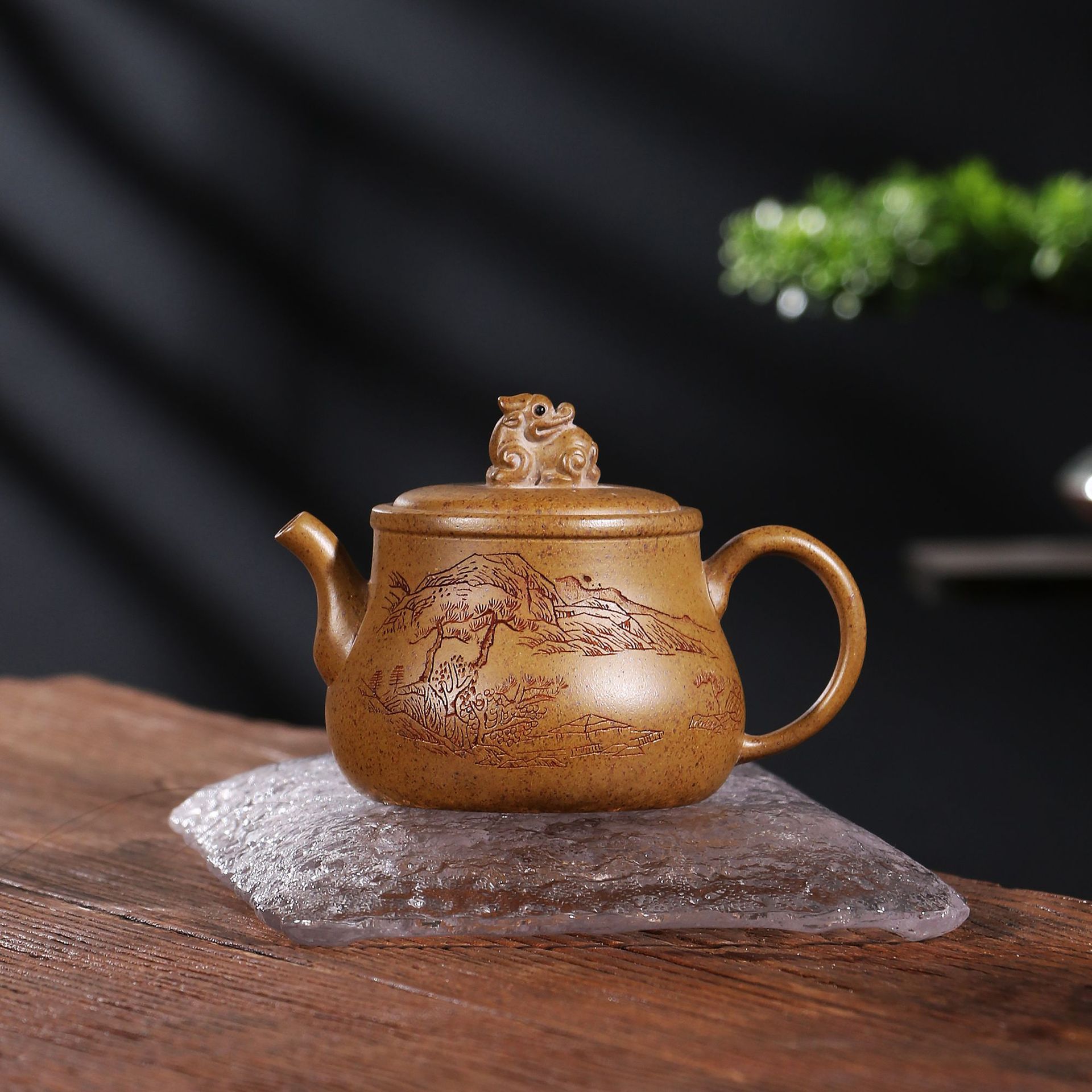 宜兴紫砂壶原矿特高温黄金段玉玺手刻字批发茶具一件代发礼品茶壶