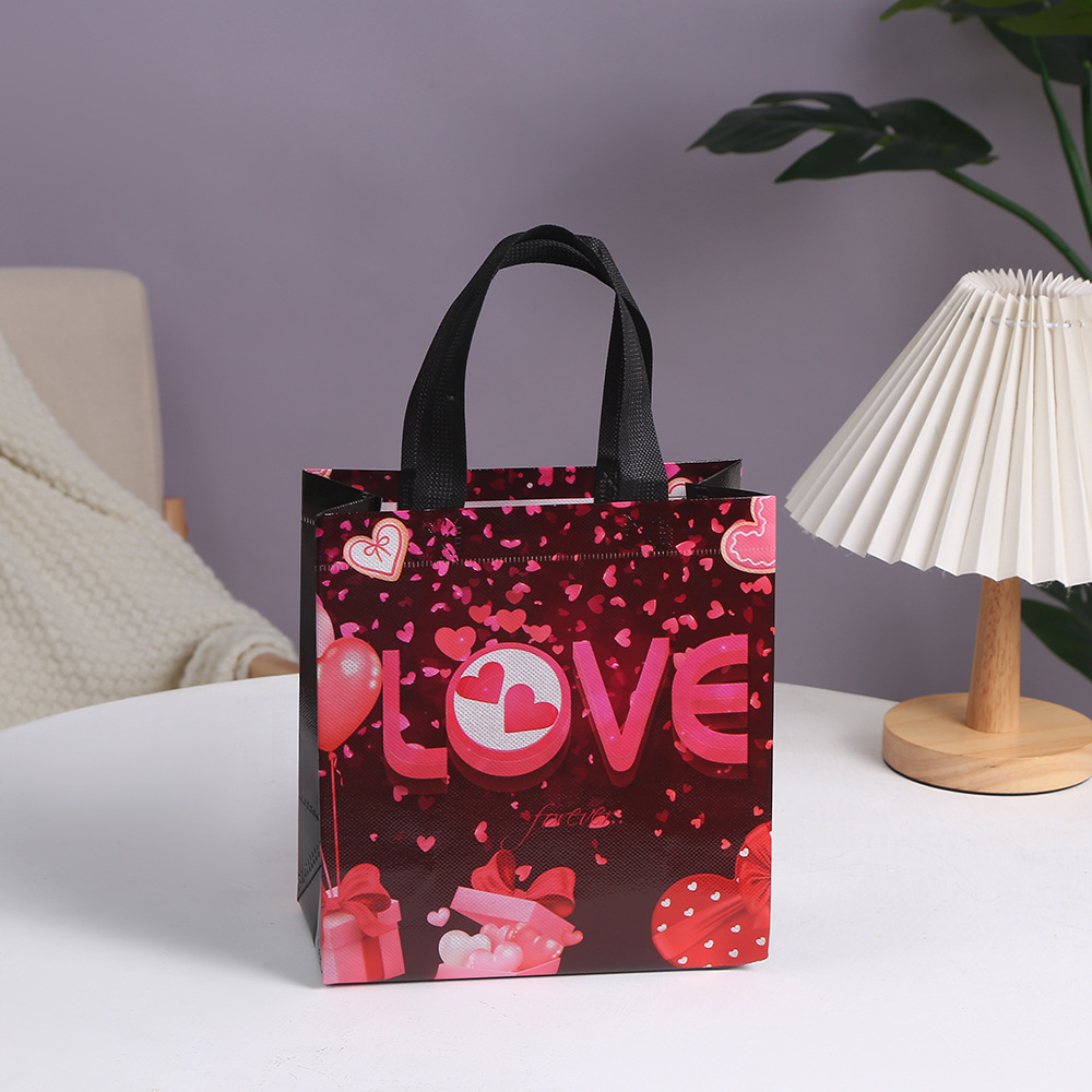 Party Gift Packaging Bag Valentine's Day Gift Bag Text Non-Woven Cloth Bag Wholesale Portable Waterproof Shopping Bag