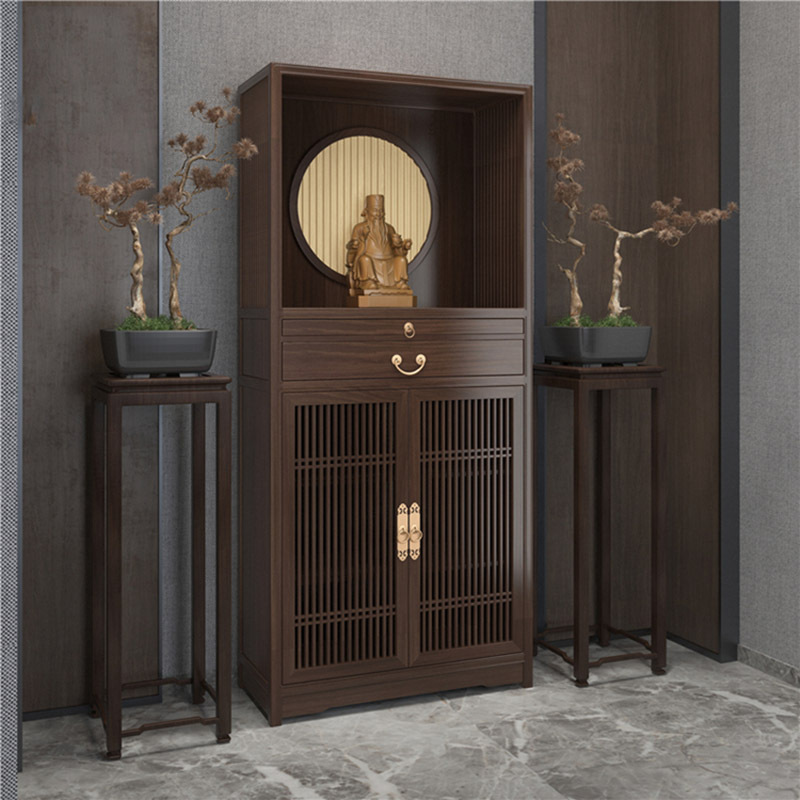 新中式简约立柜带门佛龛家用实木财神柜佛像供奉佛柜禅意