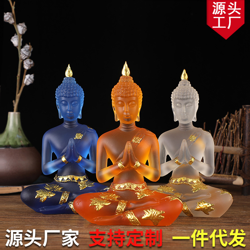 one-piece delivery cross-border southeast asian buddha statue resin water glaze zen home entrance decoration thai style buddha sitting wholesale