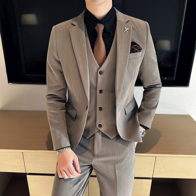 新款高档西服套装男士韩版修身商务正装全套一粒扣休闲西装礼服潮