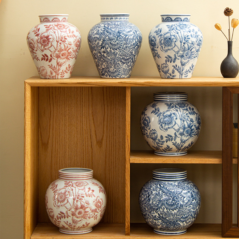 Blue and White Porcelain Vase Ceramic Vase Hydroponic High Temperature Fired Ceramic Decoration High-Grade Light Luxury