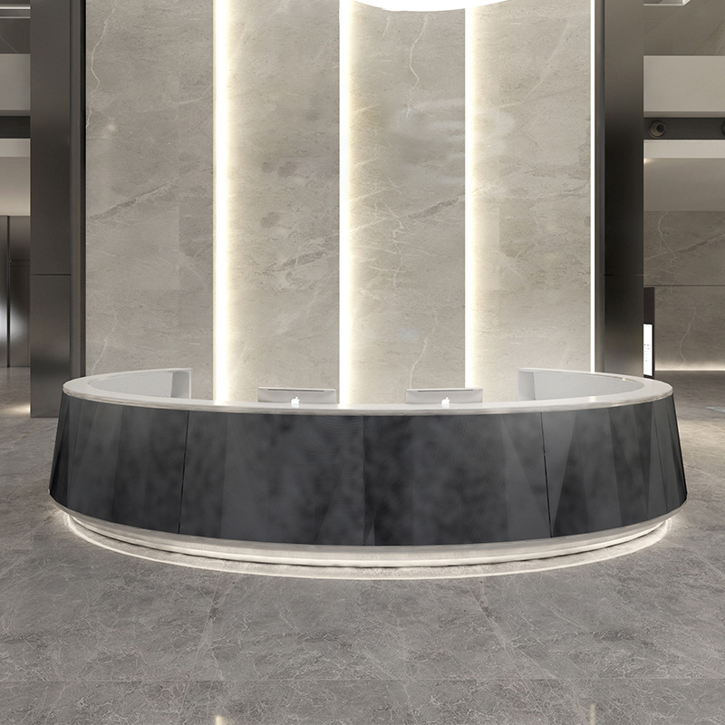 圆形前台烤漆环形吧台公司接待台办公桌写字楼酒店迎宾台导医台