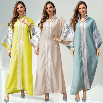 ome沙特迪拜旅游长袍阿拉伯中东穆斯林刺绣长袍女装连衣裙外贸