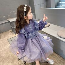 女童2024年春款新款蕾丝花边公主裙韩版洋气礼服连衣裙童装代发潮
