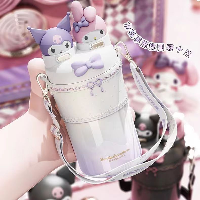 Sanrio Clow M Melody Lolita Double Drink Cup Vacuum Cup Sc3050 Direct Drink Cup with Straw Crossbody