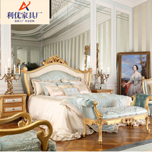 欧式别墅卧室家具奢华实木雕花布艺1.8米主卧双人婚床法式公主床
