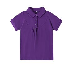 校服套装小学生英伦班服园服夏季短袖T恤浅紫色深紫色新款Polo衫