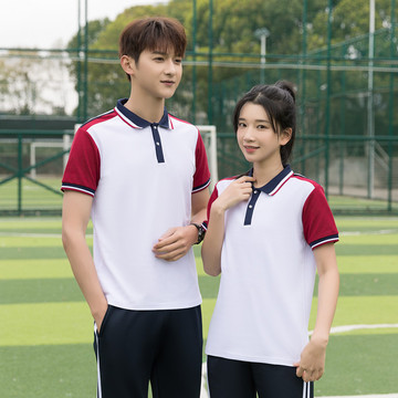 夏季高中生毕业班服初中学生军训服校服套装棉质运动装短袖上衣t