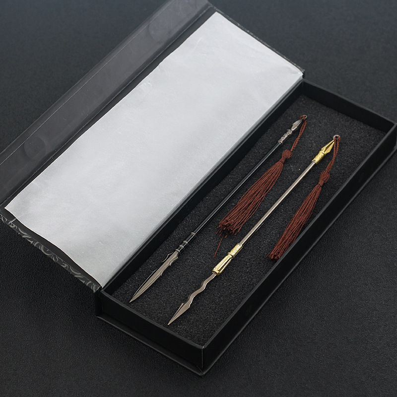 水浒传周边林冲丈八蛇矛梨花枪武器模型22cm全金属摆件