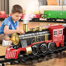 电动小火车轨道车玩具男孩套装仿真高铁儿童复古蒸汽火车模型批发