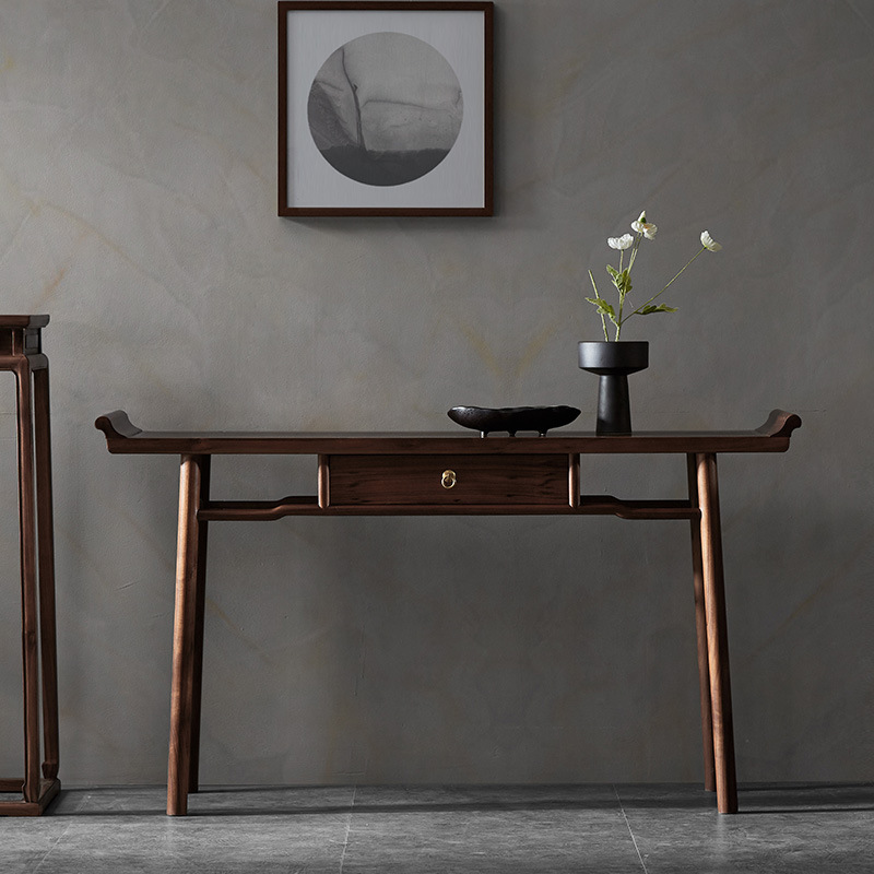 禅意新中式黑胡桃木供佛条桌白蜡木平头案条案玄关案实木家具