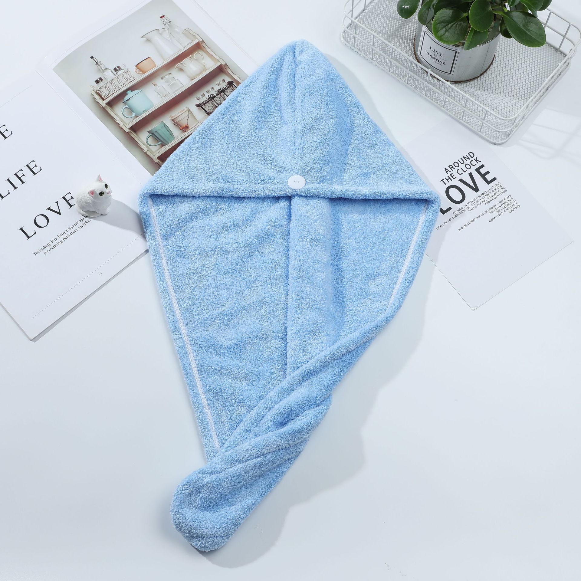 Coral Fleece Towel Female Water-Absorbing Quick-Drying Headcloth Solid Color Adult Soft Wipe Hair Hair-Drying Towel Hair-Drying Cap