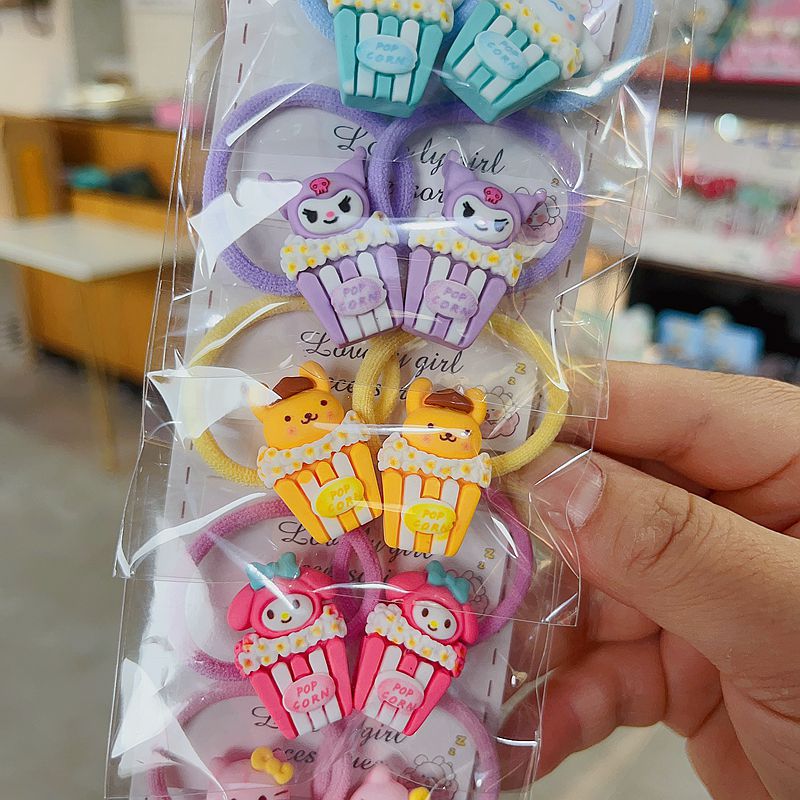 Children Hair Accessories Hair Ring Does Not Hurt Hair Baby Hair Band Girl Cute Hair String Cartoon Sanrio Popcorn Ornament