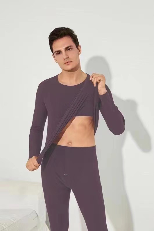 New Men's Flocking Thermal Underwear Set Quick-Heating Lock Temperature Close-Fitting Autumn Clothes Long Pants Pajamas Home Clothes Thick Winter Base