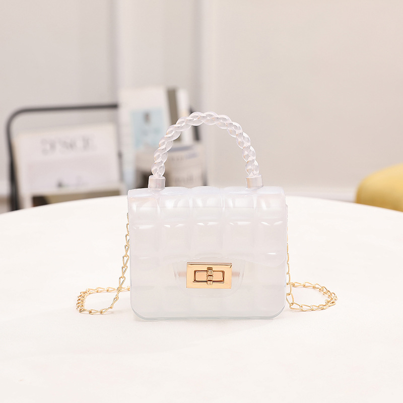 Transparent Small Square Bag 2023 New Jelly Bag PVC Chain Messenger Bag Bag Female Classic Style Lipstick Jelly Bag