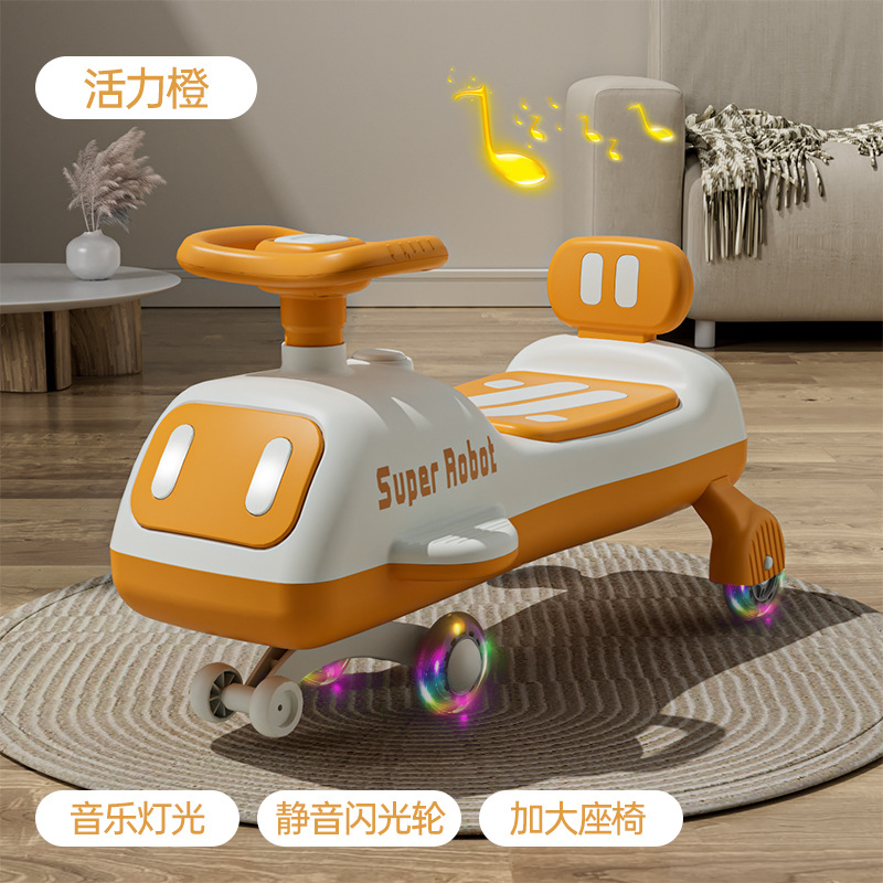 Baby Swing Car New Cartoon 1-6 Years Old Baby Boys and Girls Sliding Bobby Car Can Sit Silent Wheel Luge