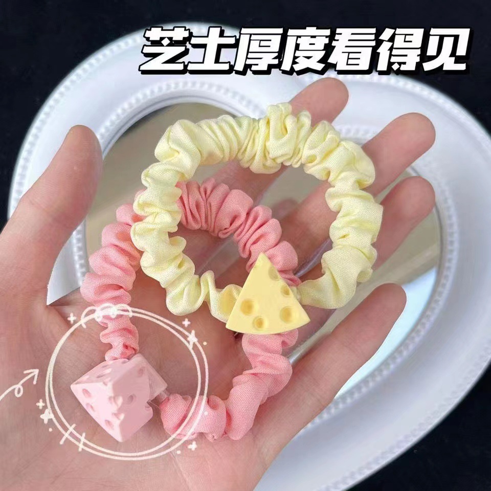 CHEESE CHEESE Girl Heart Hair Ring Hair Rope Student Bow for Cute Girl Small Intestine Hair Ring Cartoon Love Head Rope Headdress