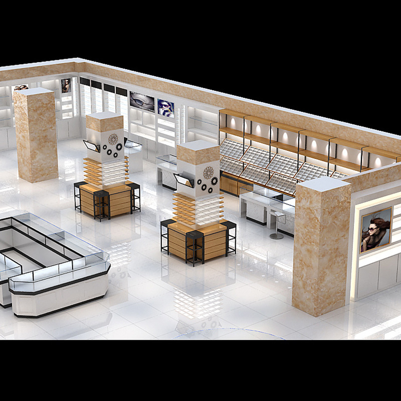 眼镜店展示柜烤漆公司展厅专卖店眼镜柜玻璃展台开店展柜中岛柜