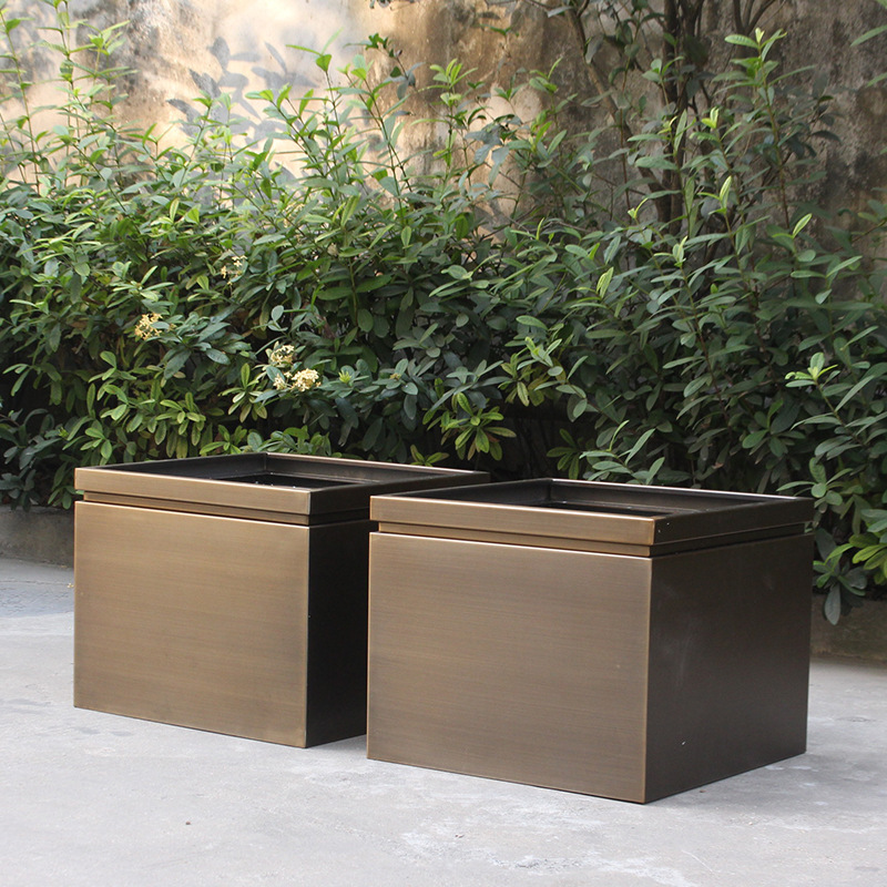 小区商场不锈钢花盆酒店铁艺花箱商业街绿化工程不锈钢移动花箱