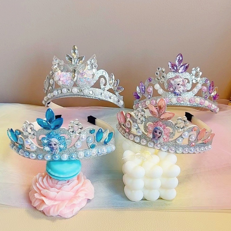 儿童发箍圆形皇冠头饰 公主女童王冠水晶头箍 小朋友生日仙女魔法