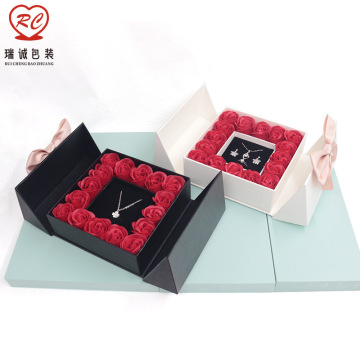 16朵玫瑰花礼盒 蝴蝶结首饰盒 双开门惊喜盒 情人节礼物盒 现货