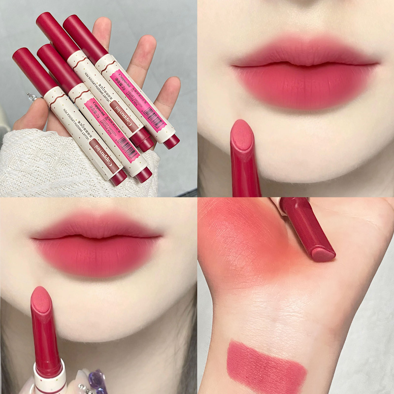 Cappuvini Card Bubble Weinisi Velvet Smooth Lipstick Pen Student Matte Pseudo Plain Color Oolong Milk Tea Lipstick