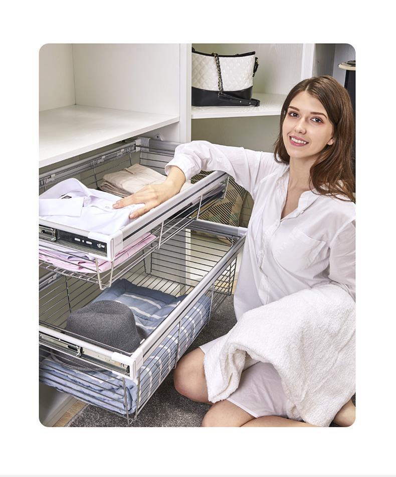 衣柜拉篮储物篮衣帽间抽屉西裤架抽拉式裤抽架家用收纳推拉伸缩篮