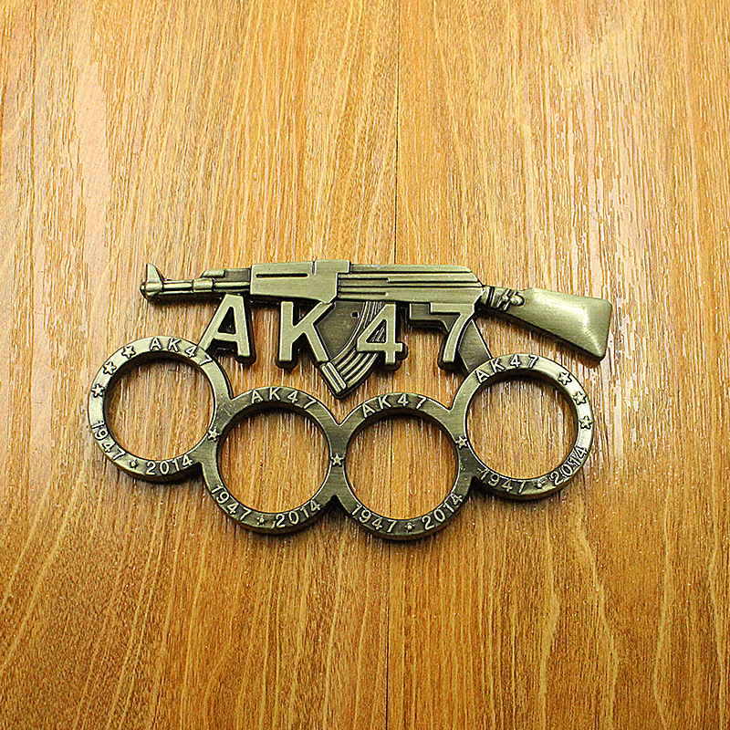 黄铜ak47四指防身武器自卫装备护手 荒野逃生 edc户外防护器