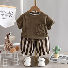 2024男宝宝夏装儿童韩版套装男童夏季薄款短袖短裤两件套婴儿衣服