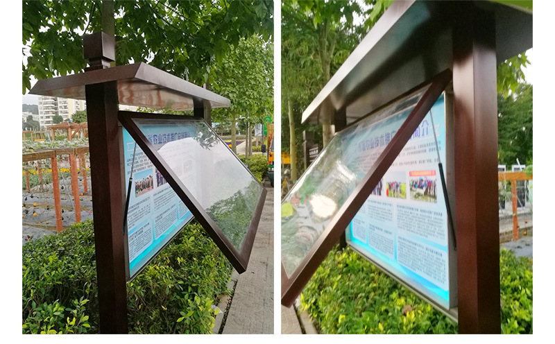 学校户外公告公示栏镀锌标识文化广告牌不锈钢铁艺挂墙宣传栏制作