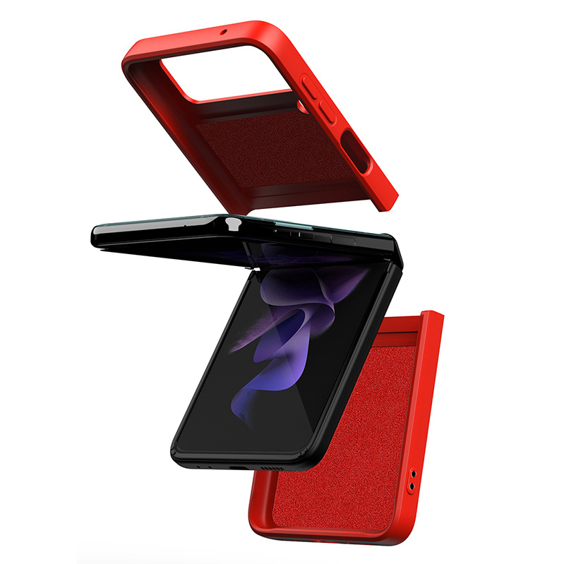 Suitable for Samsung Z Flip3 Foldable Screen Phone Case Ring Bracket Imitation Liquid Silicone Phone Case Z Flip4