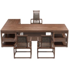 新中式办公桌椅组合实木大班台老板桌总裁桌现代简约大气办公家具