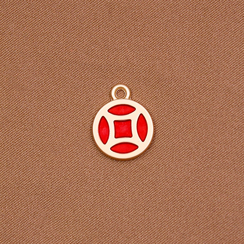 国风小吊牌 diy饰品配件 发财铜钱福袋吊坠创意发饰手链挂件 电镀