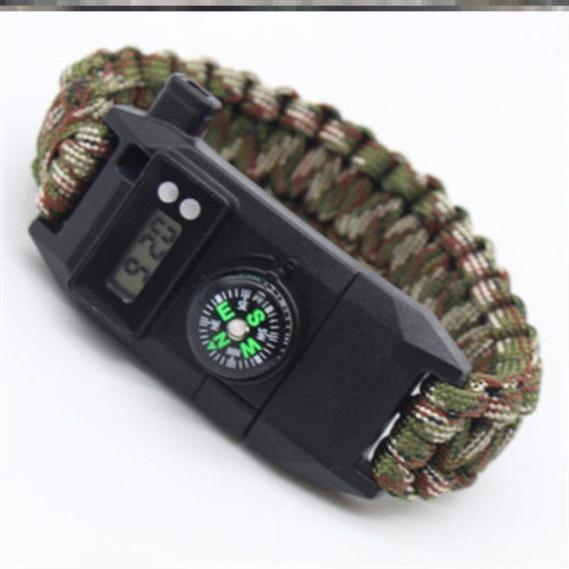 求生手环手链环伞绳打火棒防身手表便携户外战术多功能自救破窗跨