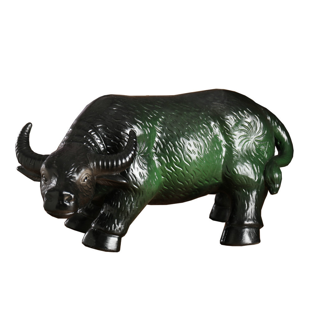 景德镇陶瓷风水青牛镇宅招财大绿水牛摆件华尔街牛玄关牛年生肖牛