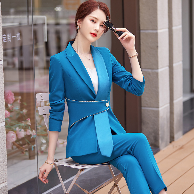 主持人正装女播音艺考演讲比赛服装白色西装裙气质职业装套装套裤