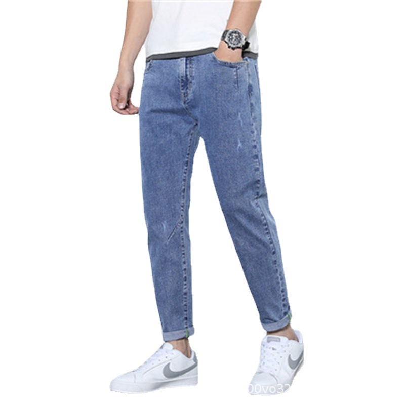 Foreign Trade Men's Denim Trousers Korean Casual Pants Cross-Border Export Loose Large Size Men's Jeans Live Supply