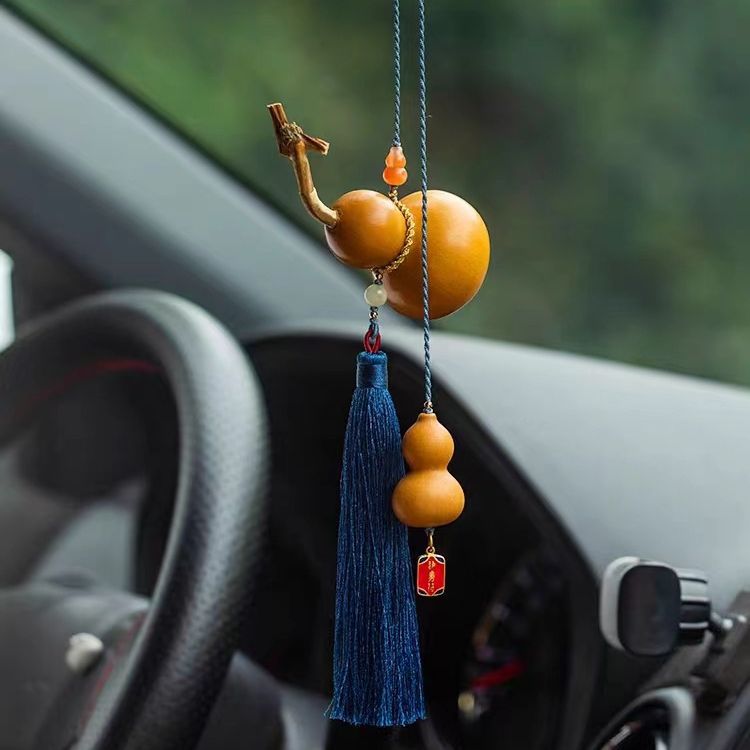 天然葫芦汽车挂件车载后视镜挂饰平安福禄高档手工精编车内吊坠