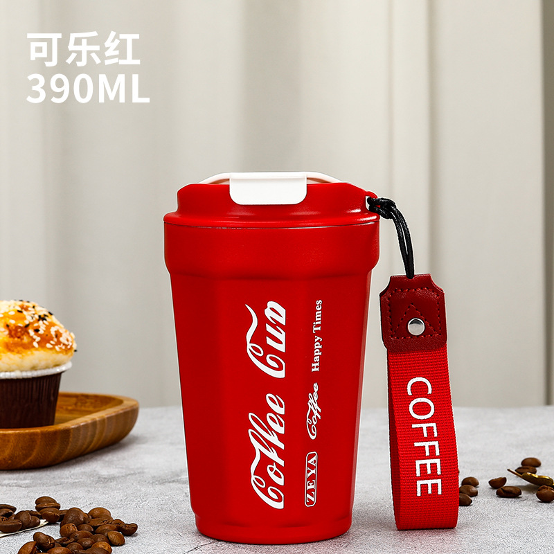 New Cola Coffee Cup Double-Layerd Stainless Steel Insulation Mug Creative Gift Advertising Cup Logo Lettering Cross-Border Direct Supply